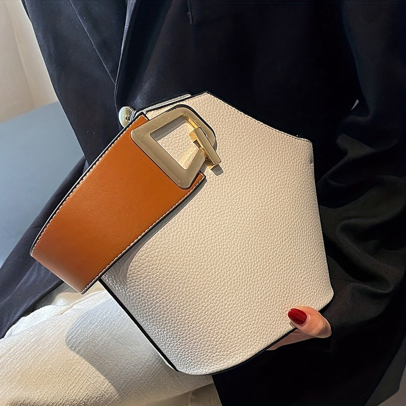Bolsa Bucket Feminina; Bolsa Marrom Elegante; Bolsa com Alça Larga; Bolsa Estruturada Feminina; Bolsa Tendência Outono; Bolsa de Ombro Fashion; Bolsa com Detalhe Dourado; Bolsa Casual Chique; Bolsa com Textura Croco