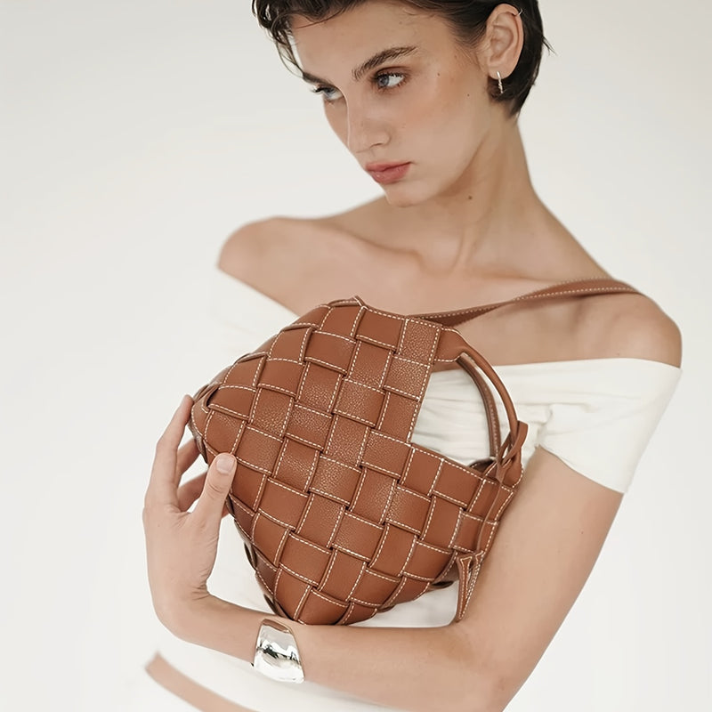 Bolsa Geométrica Feminina; Bolsa com Design Diferenciado; Bolsa Entrelaçada Estilosa; Bolsa Minimalista Luxo