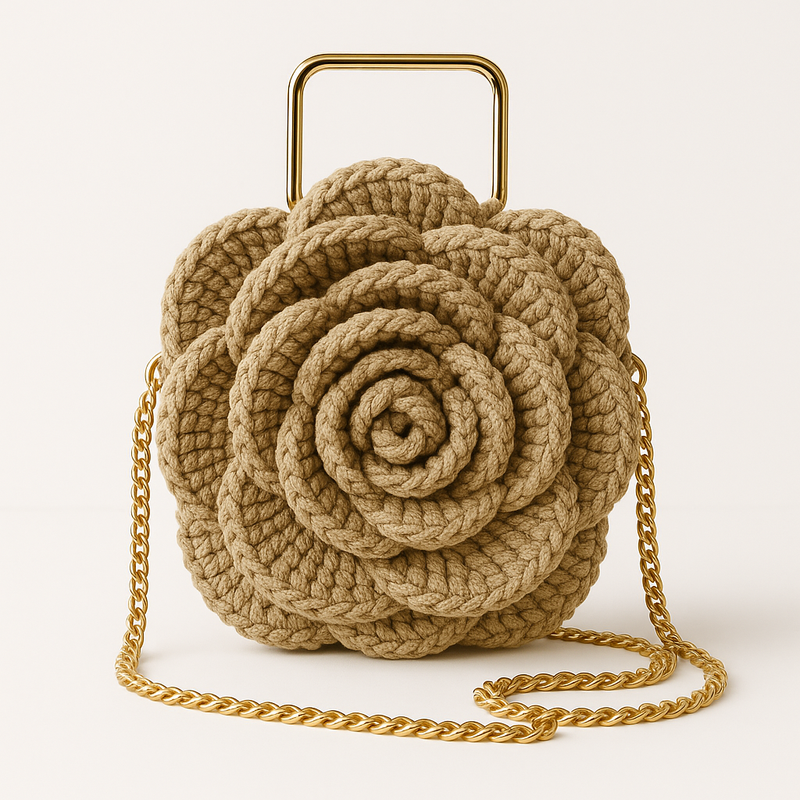 Bolsa Boho Flor de Crochê