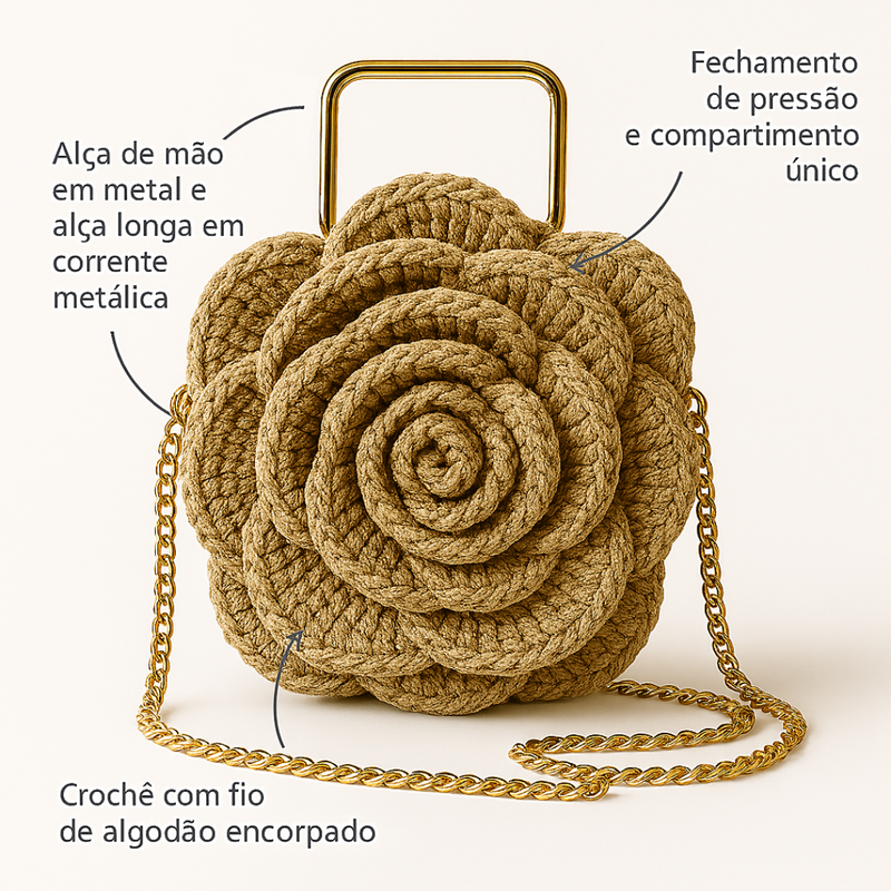 Bolsa Boho Flor de Crochê