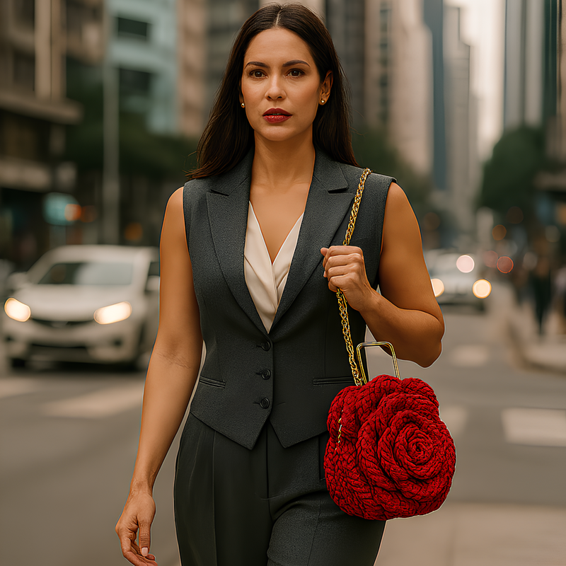 Bolsa Boho Flor de Crochê
