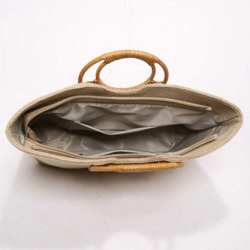 Bolsa Palha Bordada Floral