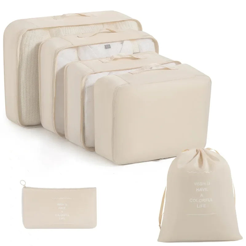 Organizador De Mala; Kit Organizadores De Viagem; Organizador De Roupas Para Mala; Bolsa Organizadora Para Viagem; Organizador De Viagem Bege