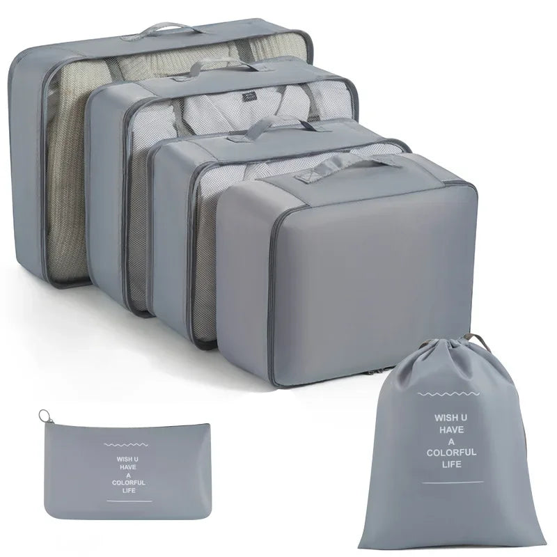 Organizador De Mala; Kit Organizadores De Viagem; Organizador De Roupas Para Mala; Bolsa Organizadora Para Viagem; Organizador De Viagem Cinza